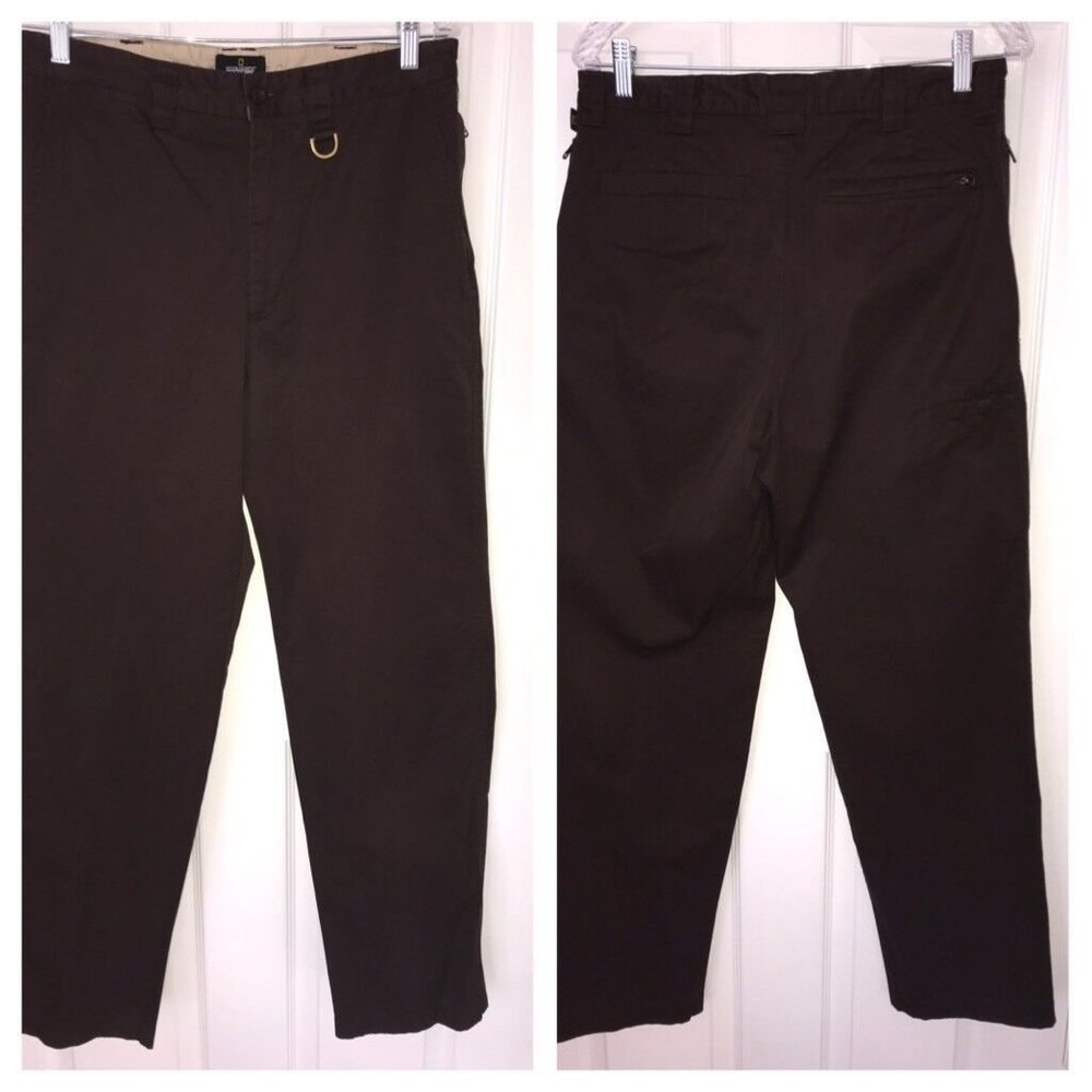 Mens Dark Brown Flat Front Travel Pants National Geographic Size 32x32 3xDry